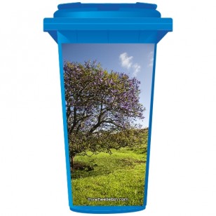 Flowering Tree In A Field Wheelie Bin Sticker Panel